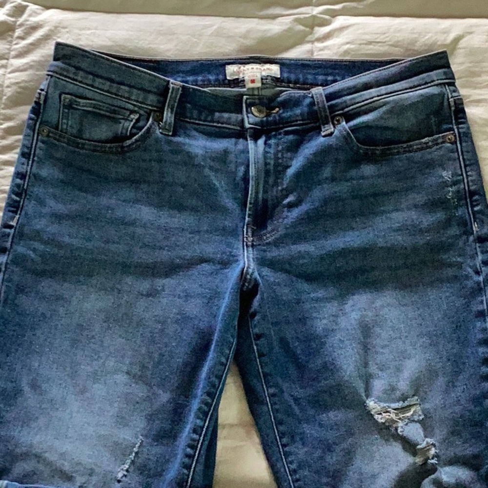 Lucky Brand Blue Skinny Jeans with Distressed Details